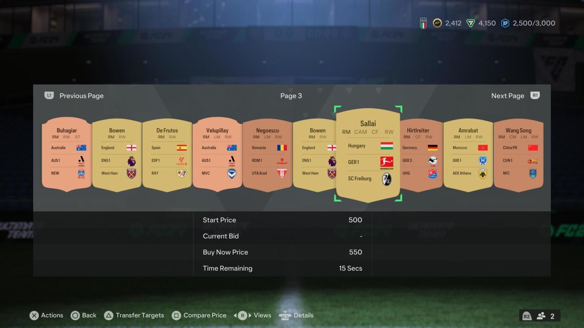 EA FC 24 transfer market alternative player positions.